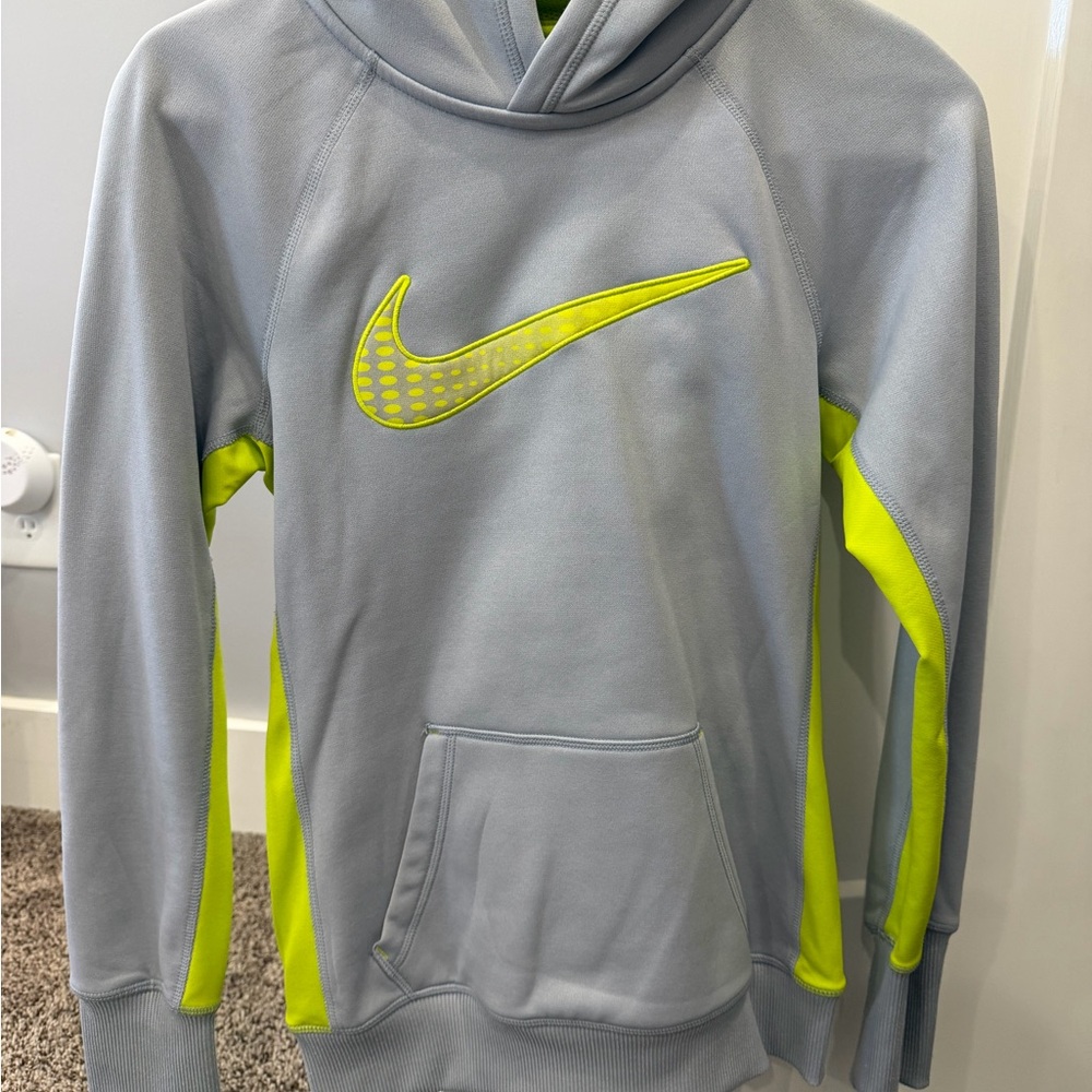 Nike Light Gray Hoodie with Neon Yellow Interior